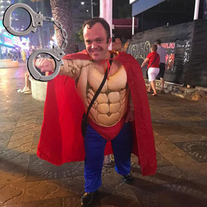 Dwarf handcuff Benidorm stag and hen party ideas
