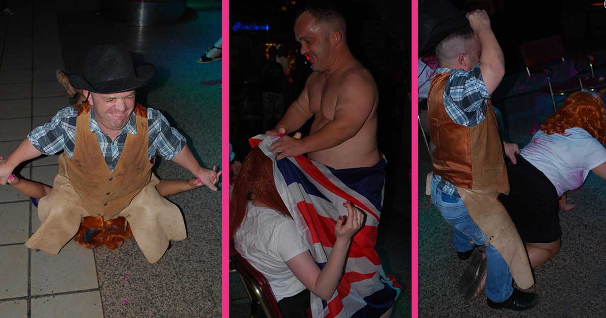 Dwarf stripper for a Benidorm hen party