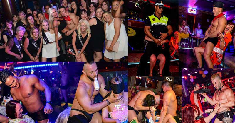 Male strippers Benidorm hen party activity